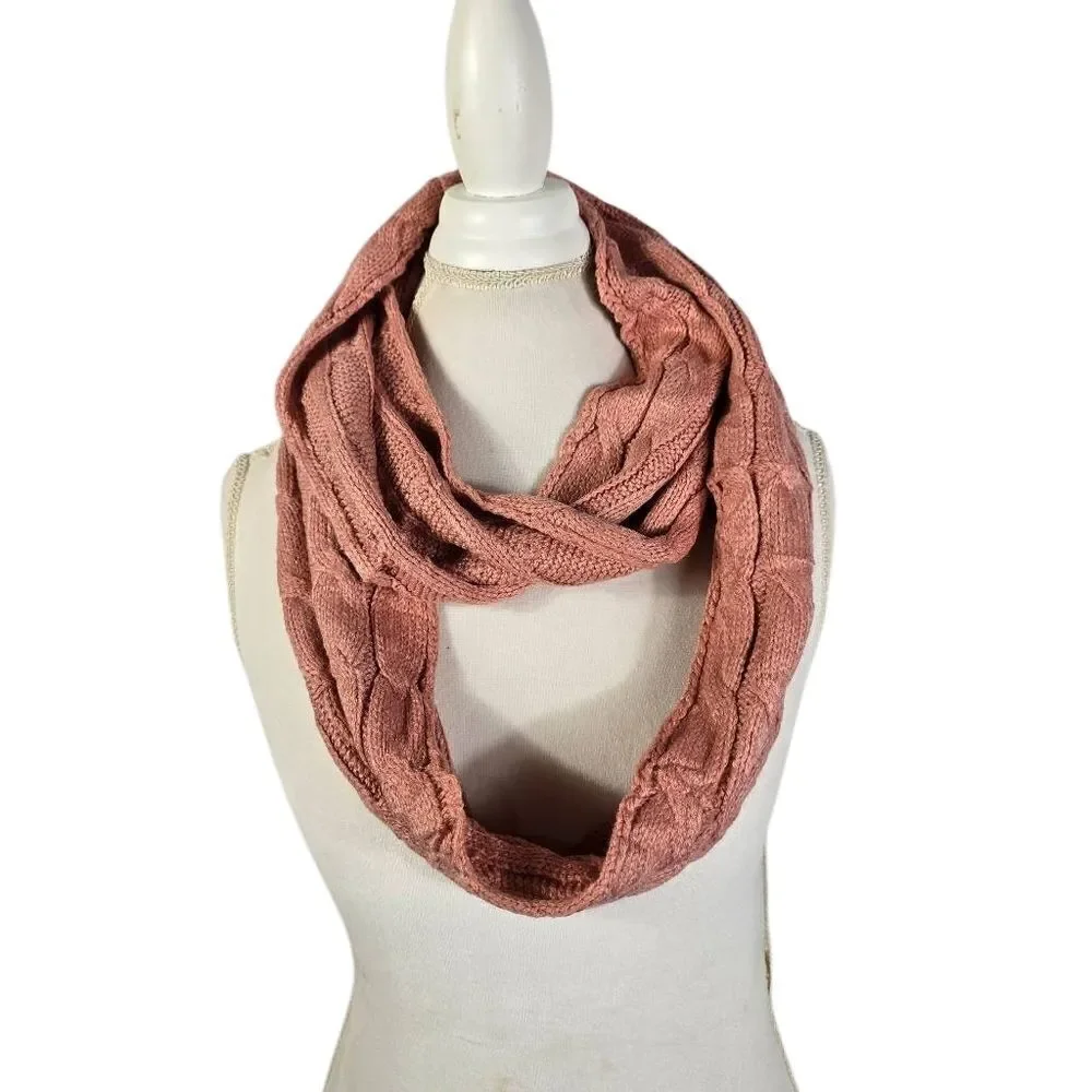 Elegant Dusty Rose Knit Infinity Scarf